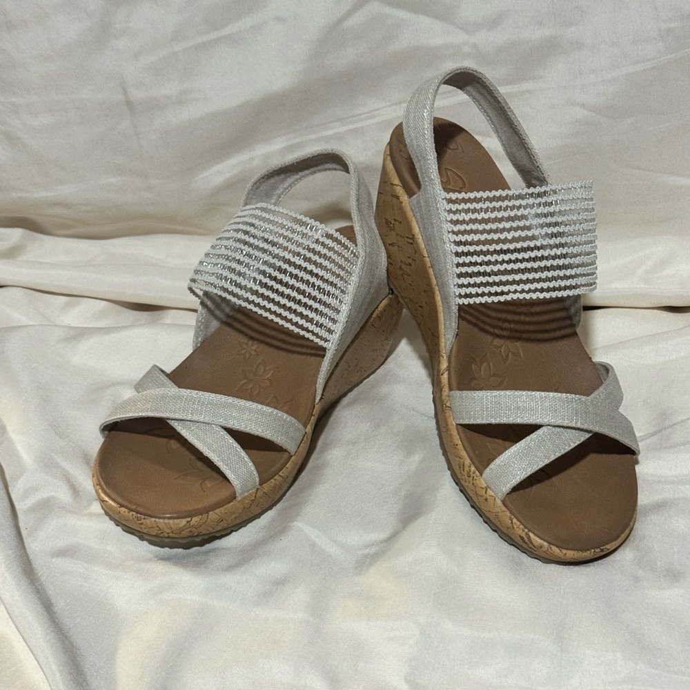 Skechers Women's Wedge Sandals - Silver and Brown